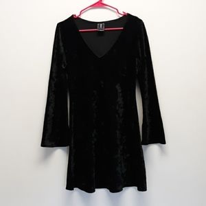 Crushed black velvet dress goth punk